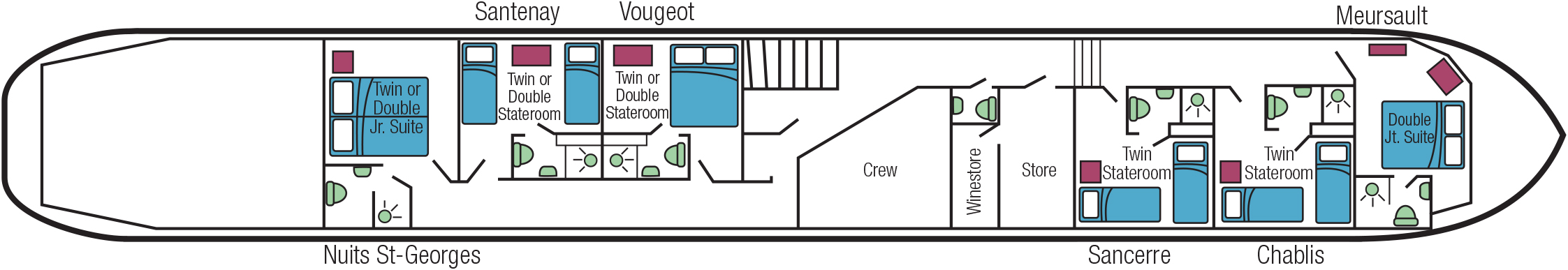 European Waterways La Belle Epoque Deckplans Lower Deck.png