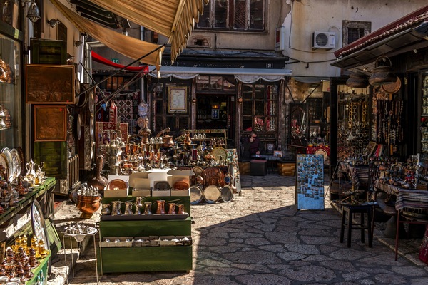 Market street scene in Sarajevo